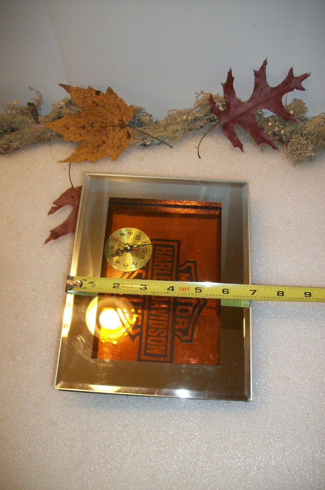 Mirrored Shadowbox HARLEY DAVIDSON Clock 7" X 9"