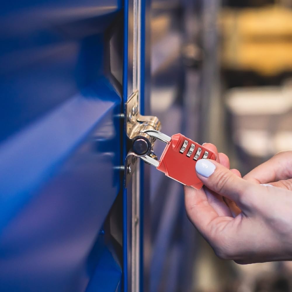 Newhouse Hardware 4-Digit Combination Lock Red - Waterproof Padlock Customizable