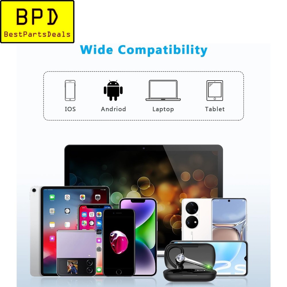 HEIBAS Bluetooth Portable BLACK Wireless Hand-Free Headset 500mAh G7