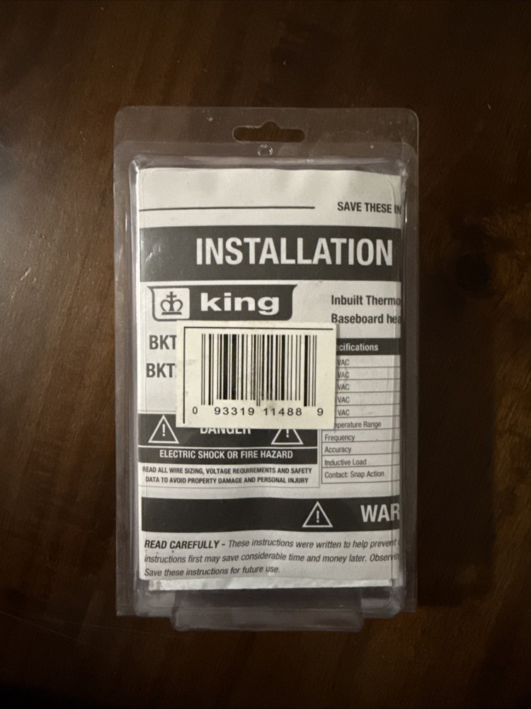 King Double Pole Adjustable Built-In Thermostat Model BKT2BW