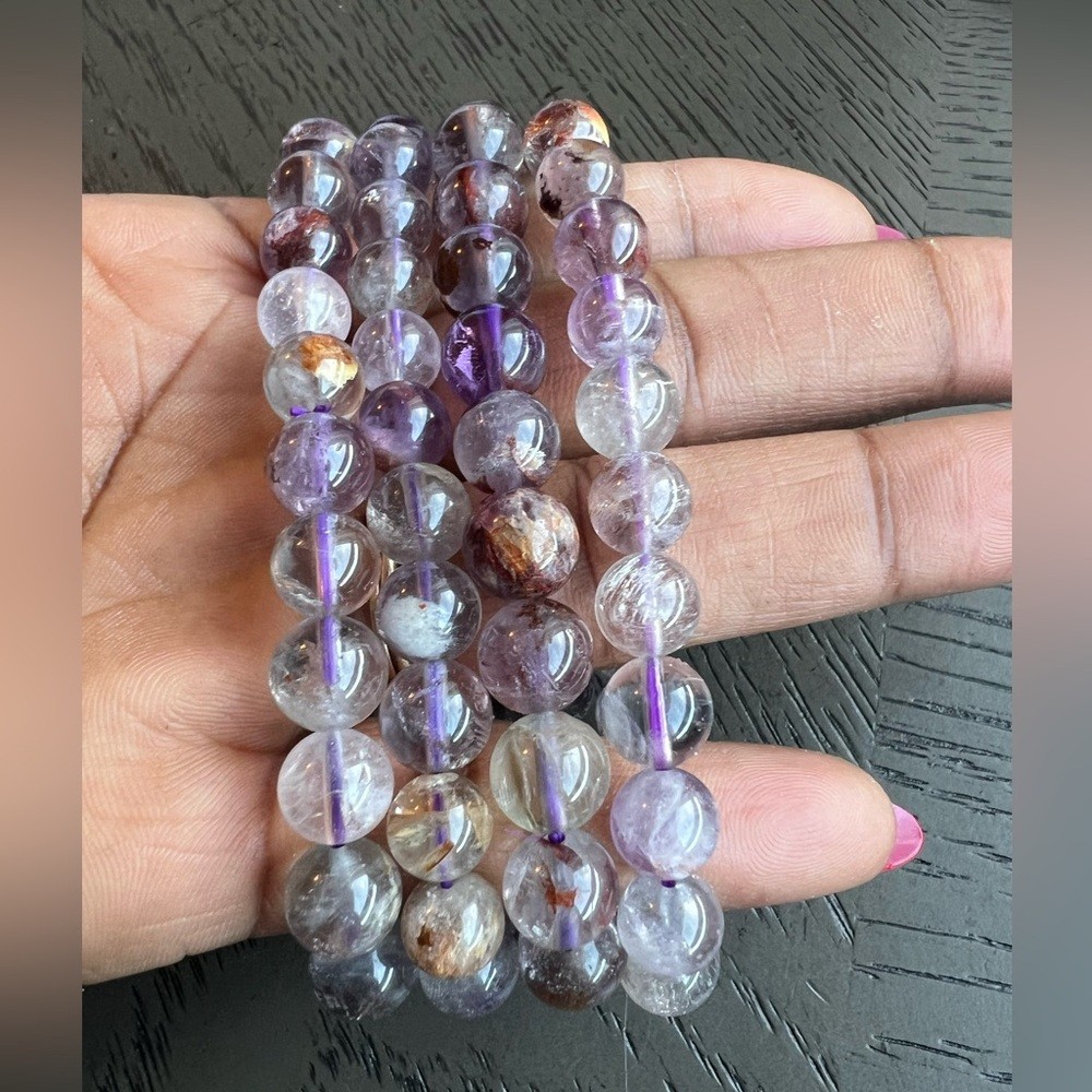 (ONE) Amethyst phantom bracelet 8mm SIZE 7’