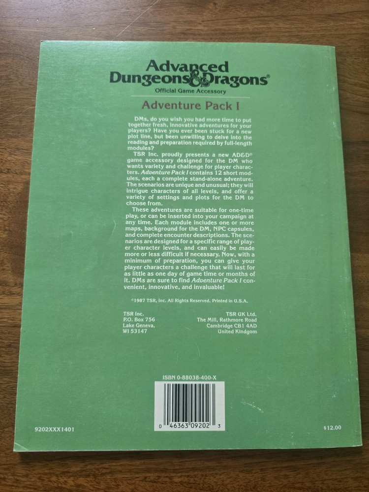 AD&D 1st Edition Adventure Pack I Mini Modules TSR 9202