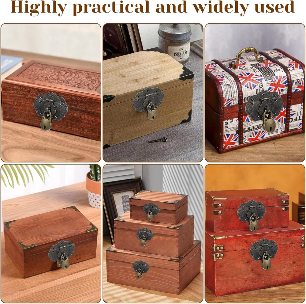 1 Set Vintage Locking Handle Hinge Kit, Antique Bronze Decorative Hardware with