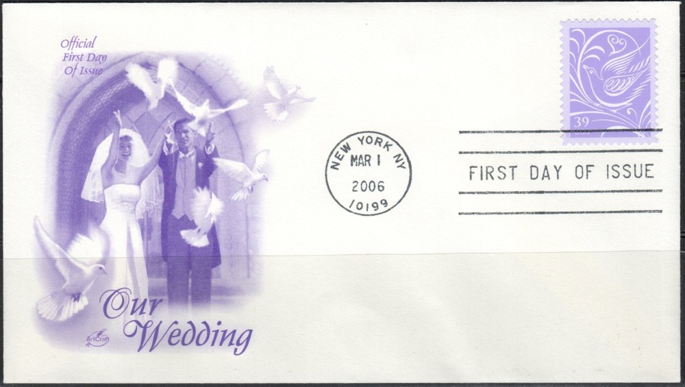 US Scott #3998 single FDC "Our Wedding"