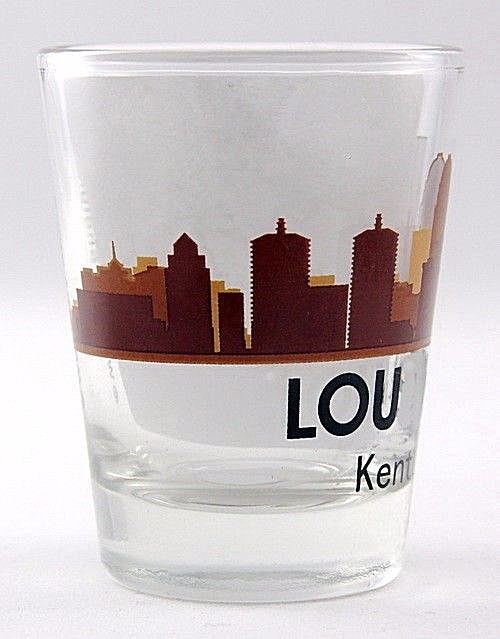 LOUISVILLE KENTUCKY SUNSET SKYLINE SHOT GLASS SHOTGLASS