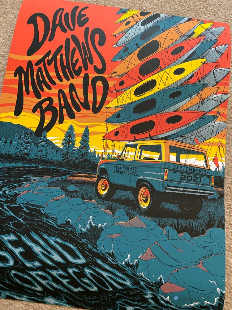 Dave Matthews Band Poster Les Schwab Amphitheatre Bend, OR 9/8/21