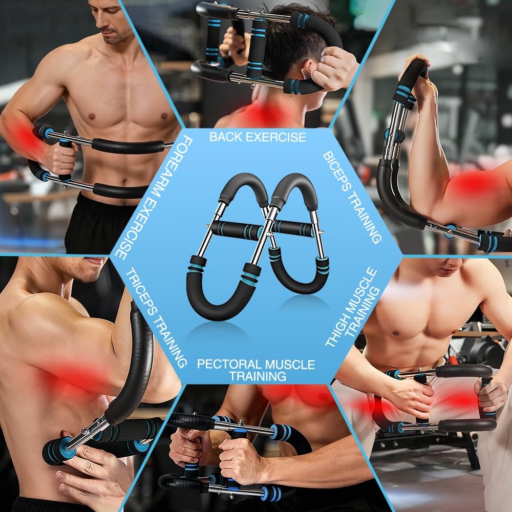 Adjustable U-Shaped Arm Strength Trainer – Portable 2-Level Resistance blue