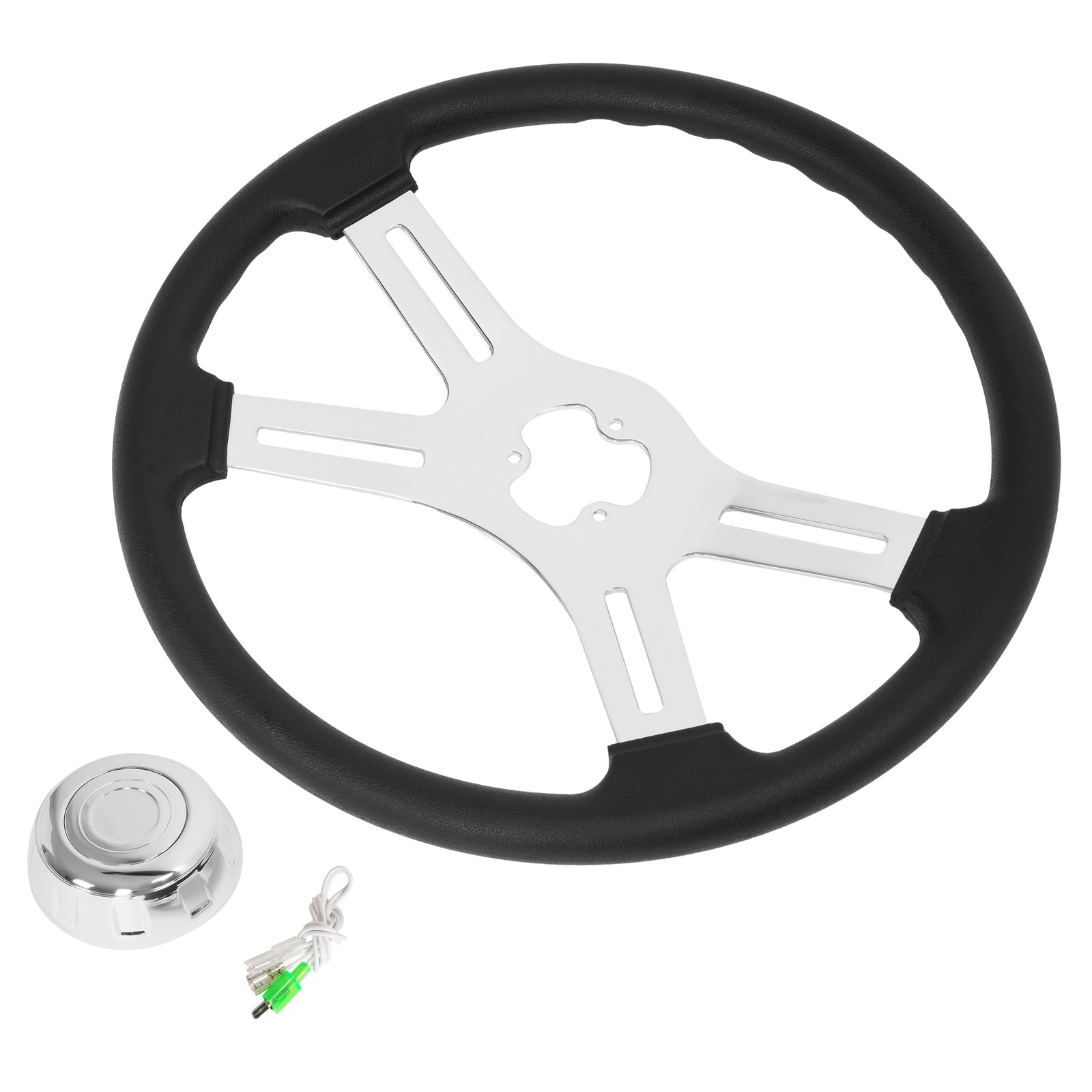 4 Spoke Steering Wheel 18" Black For Freightliner/ Kenworth/ Peterbilt/ Volvo