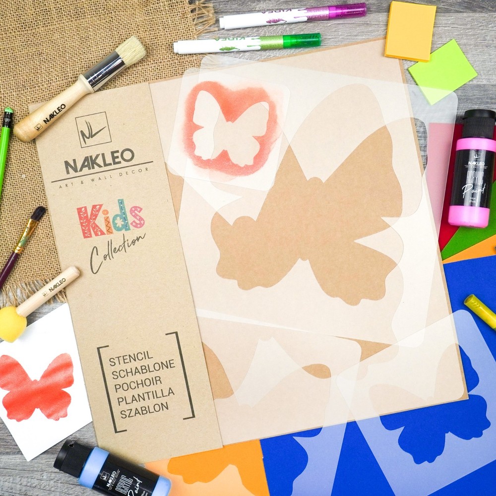 KIDS Reusable Plastic Stencils (5 pcs) // BUTTERFLY #3