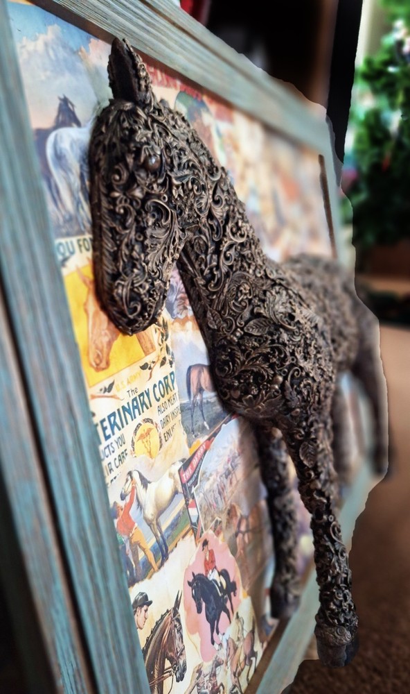 Horse-Original Art-Assemblage, Found object, mixed media, mosaic, LARGE