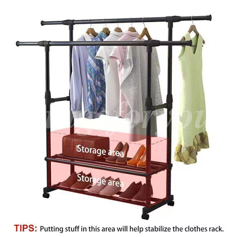 Heavy Duty Commercial Clothing Garment Rack Rolling Collapsible Chrome US