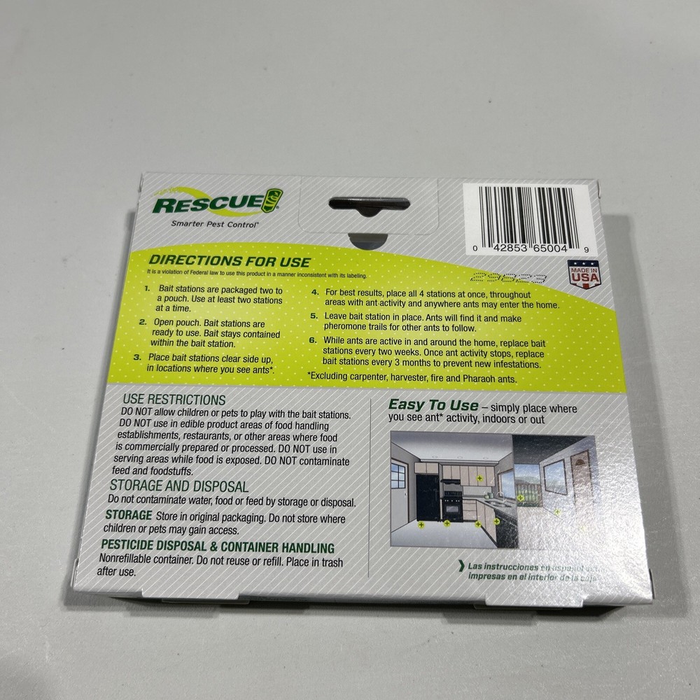 Rescue! Ant Baits 4 Bait Stations Mess-Free