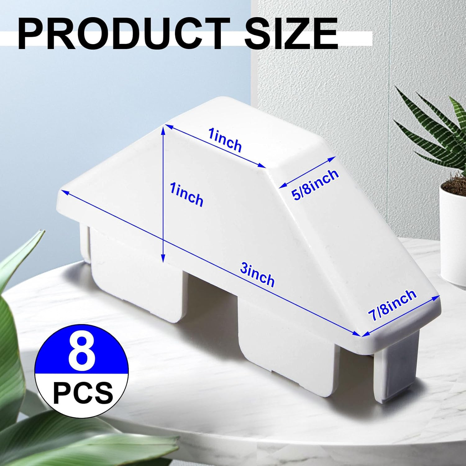 8 Packs Vinyl Picket Fence Caps 7/8" X 3" Vinyl Picket Fence Parts White Post Ca