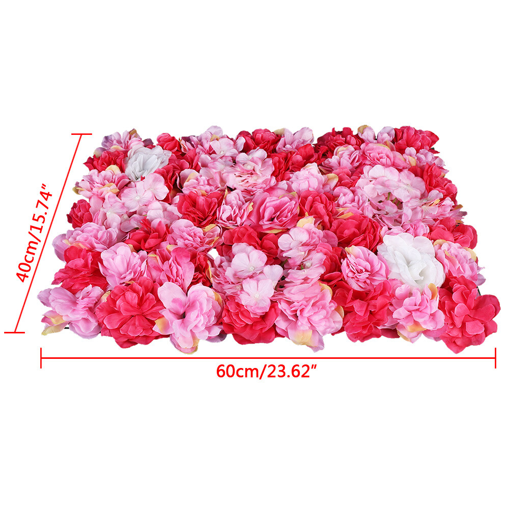6pcs Artificial Flower Wall Panel Artificial Rose Red Flower Wall Decor 60*40cm