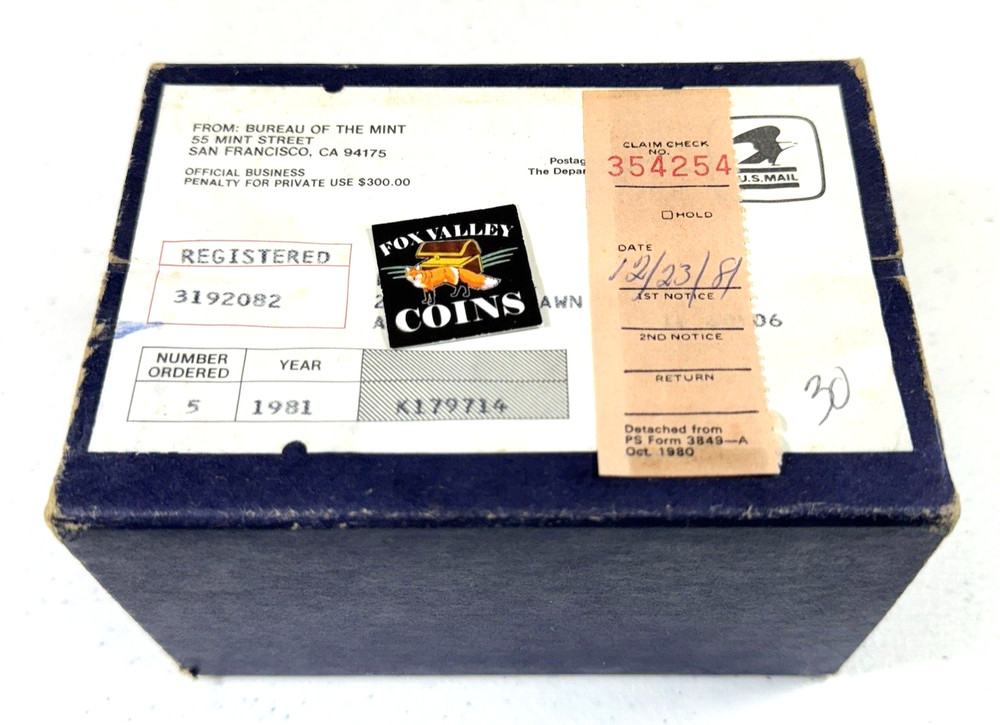 1981-S Proof Set Sealed Mailed Box Never Opened! Box of 5 sets Possible Type-2!