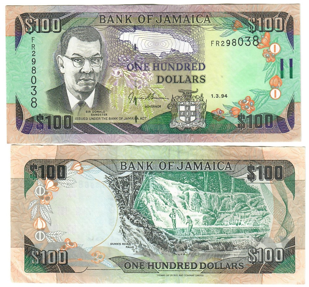 Jamaica 100 Dollars 1994 EF "Brown"