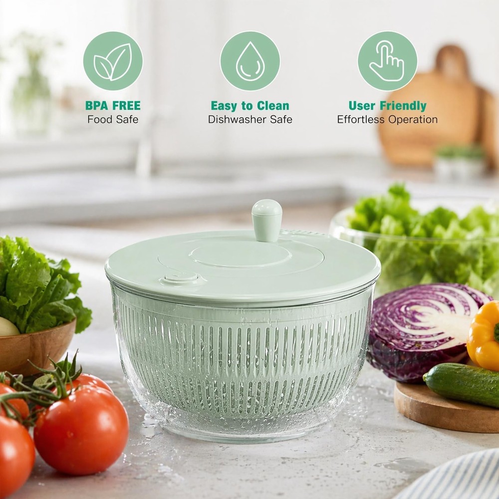 Large Capacity Multi-function Salad Spinner,6-in-1 Salad Spinner & Vegetable Cho