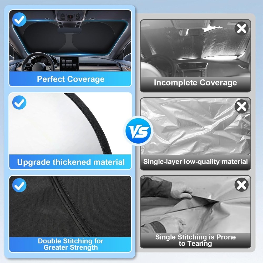 Universal Fit Car Sun Shield - Foldable 63 x 35in Reflective Polyester Design