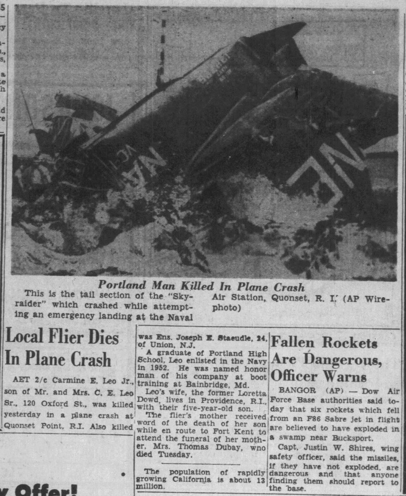 Navy Dog tags Named to AT2 Carmine Enrico Leo. Killed In Crash On June 29th 1955