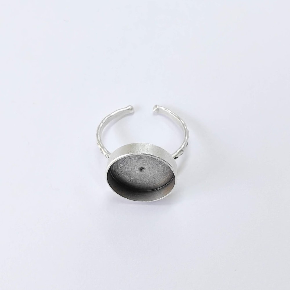 Ring Blank Setting Hammered Base Bezel inlay Backs Cabochon 14mm G37845