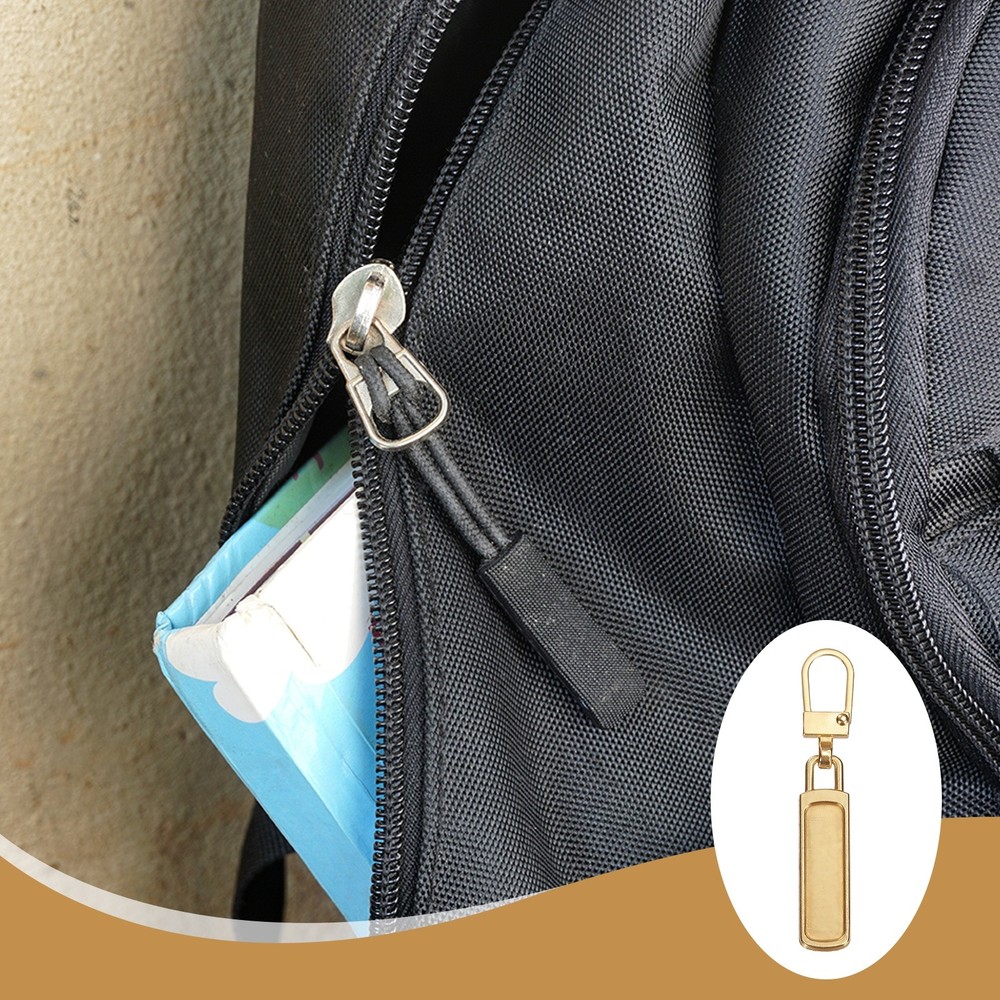 8Pcs Zipper Pull Replacement, Rectangle Detachable Tiny Zipper Slider, Gold