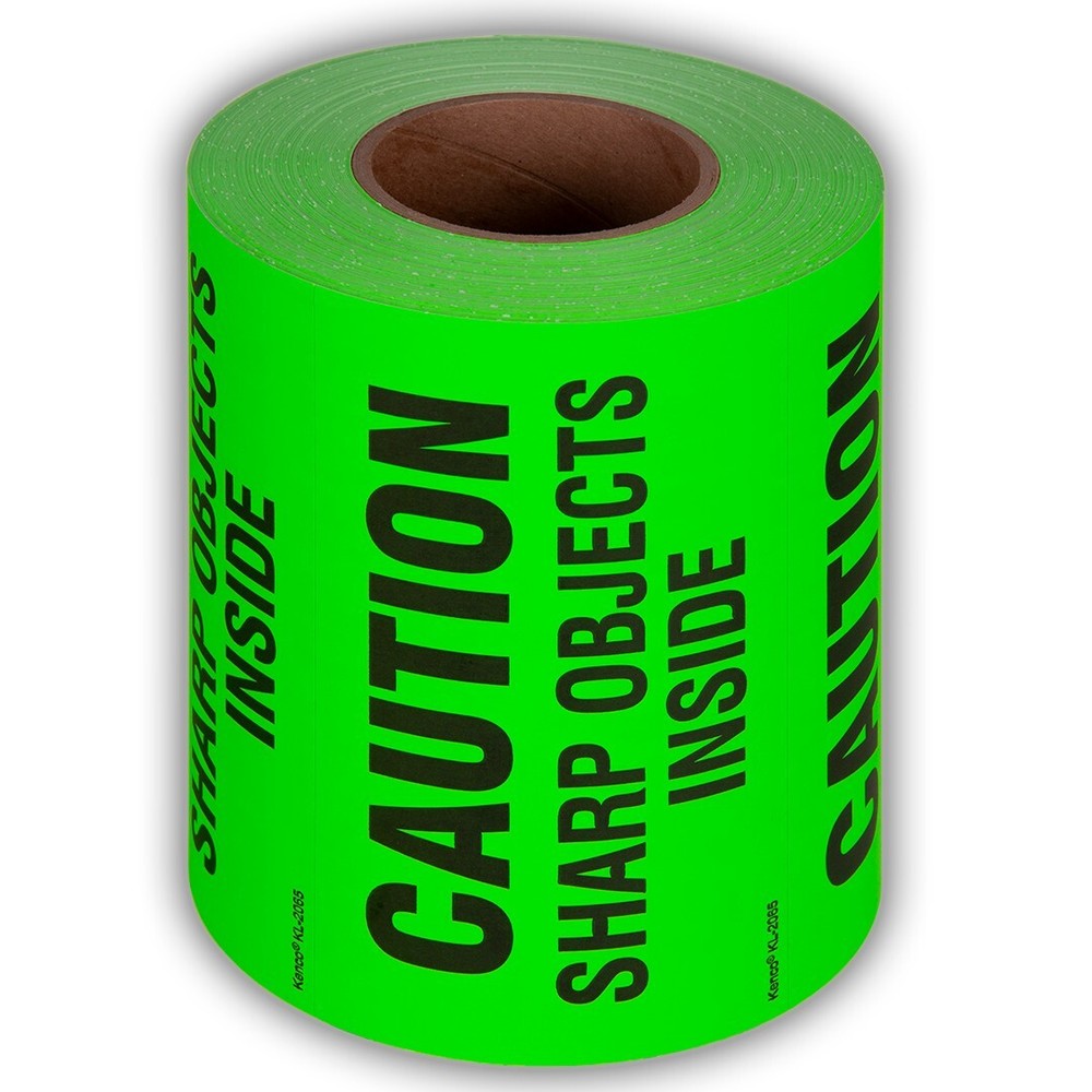 5" x 3" CAUTION SHARP OBJECTS INSIDE Inventory Stickers Shipping Labels - 1500pc