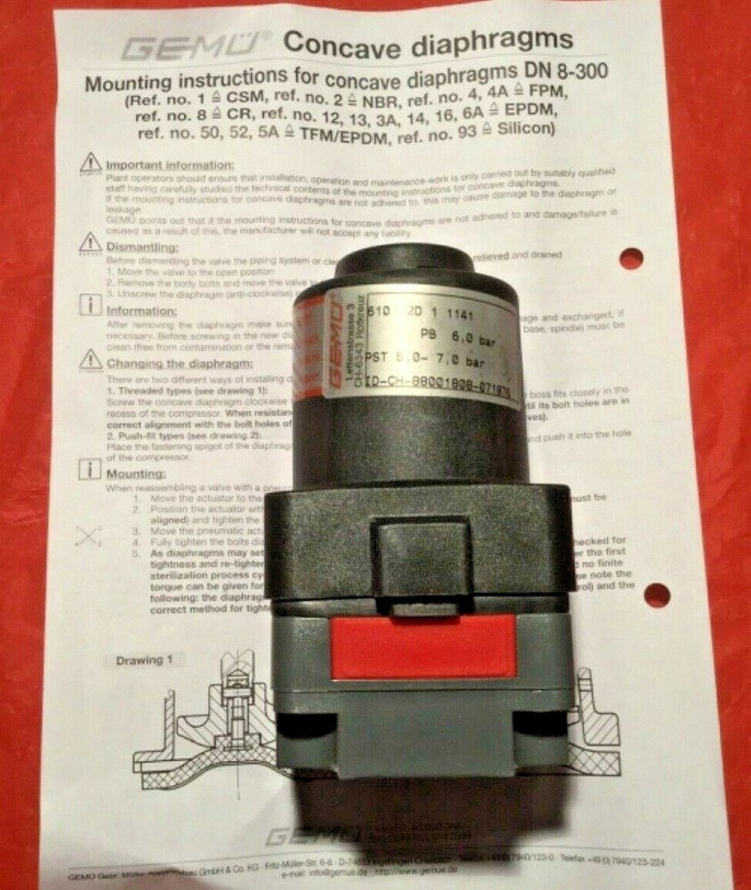 GEMU 88001808 Concave Plastic Diaphragm Valve
