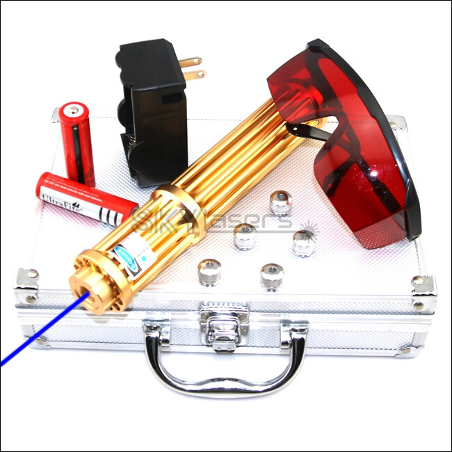 450nm Blue Laser Pointer Adjustable Focus Visible Beam Light Laser Pen +Case