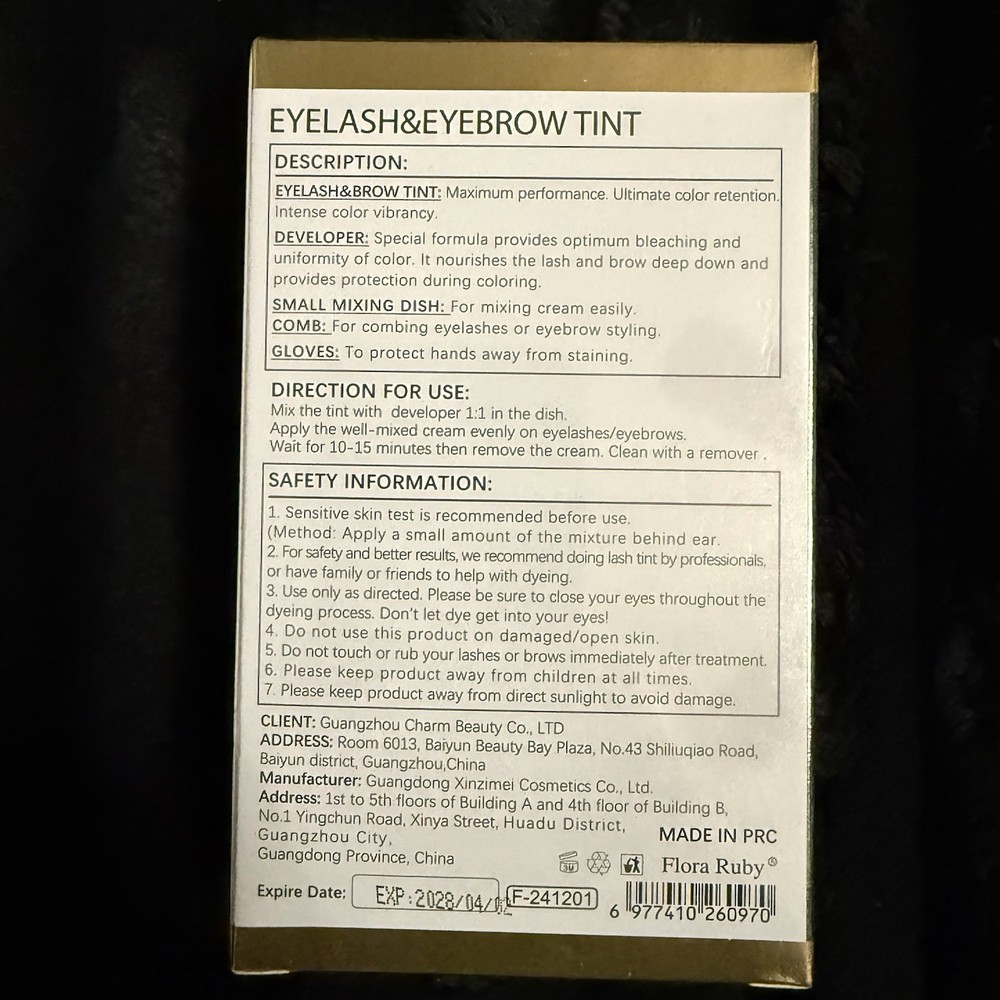 Flora Ruby Eyelash & Eyebrow Tint Dye Kit - Black