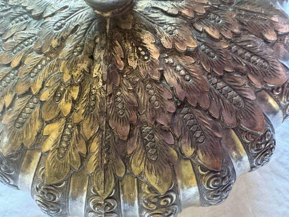 VTG Silver Plate Vintage Ornate Pumpkin Shaped Candy/Trinket Dish, Japan