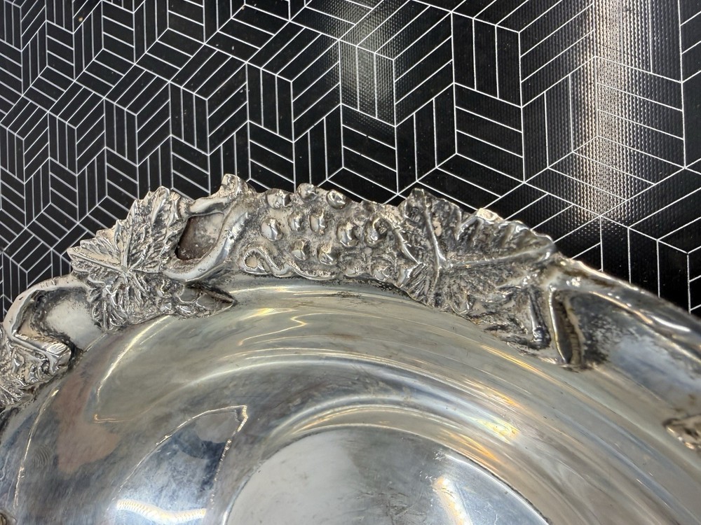 Vintage Silver Tone Grapevine Bowl - NOT SILVER -
