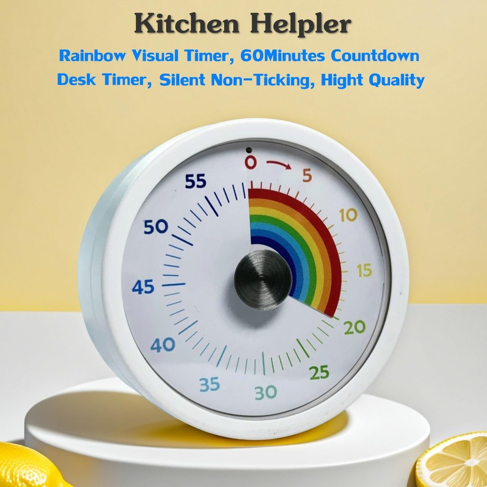 Visual Timer, Kitchen Timer Rainbow Disk 60 Minute Countdown Timer for Kids a...