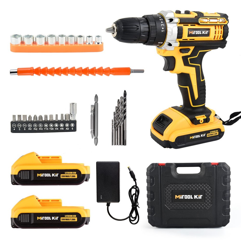 20V Cordless Drill 2 Battery Combi Driver High Power Electric Screwdriver Set