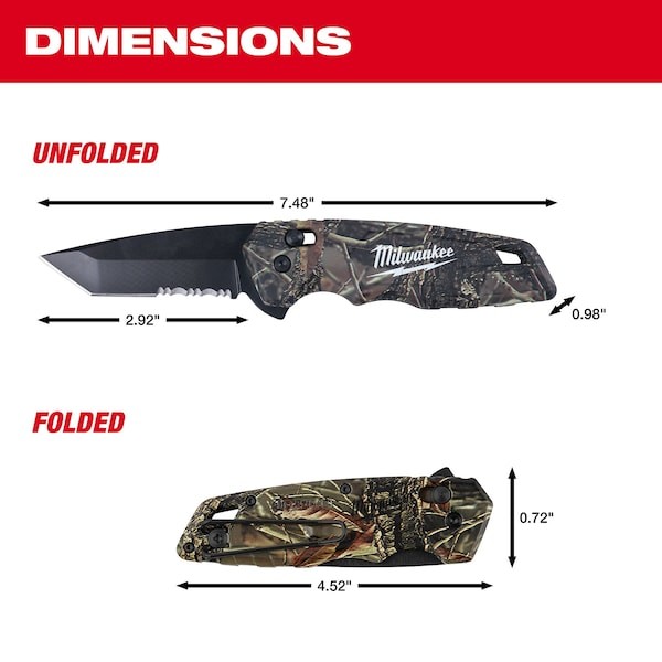 Milwaukee Tool 48-22-1535 Fastback Camo Spring Assisted Folding Knife