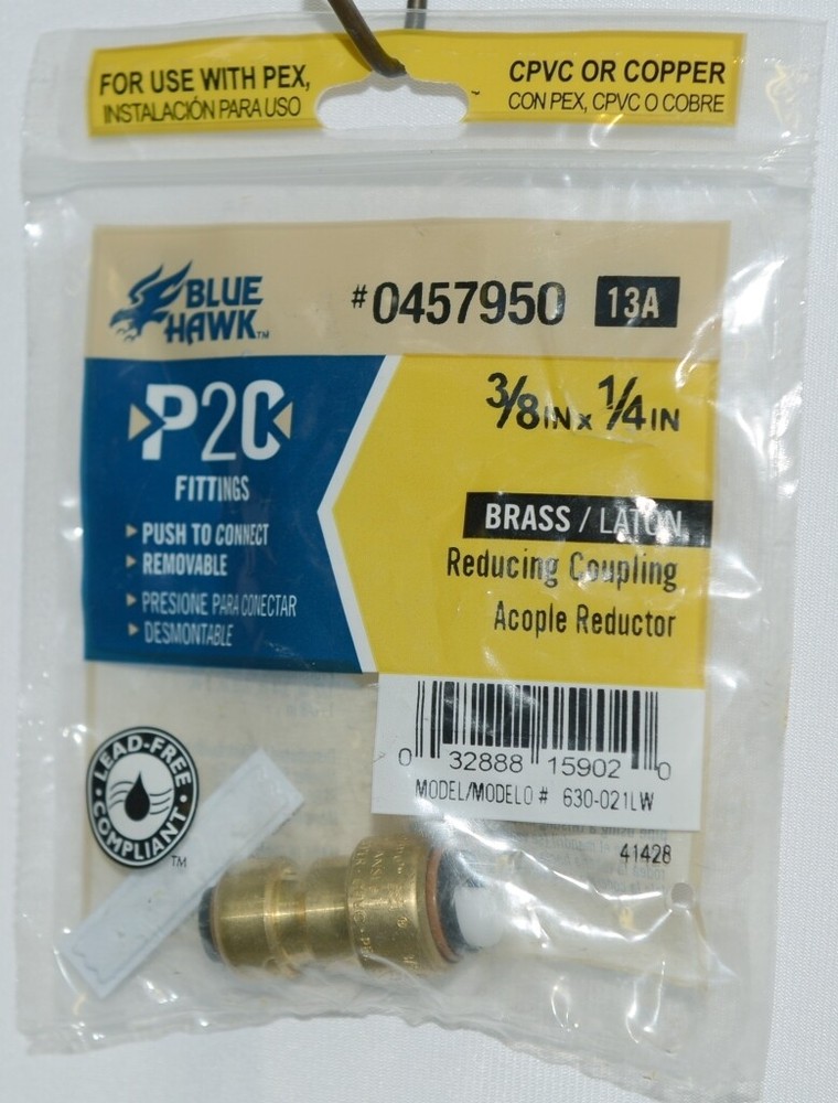 Blue Hawk 0457950 P2C Brass Fitting Reducing Coupling Removable Lead Free