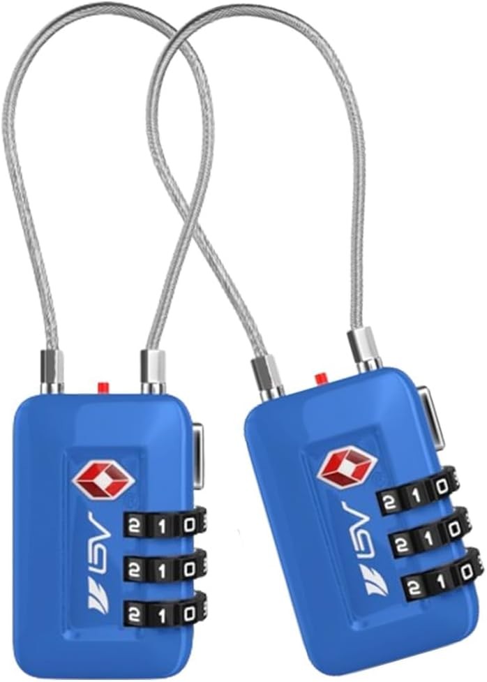 TSA Combination Travel Luggage Lock Blue 2 Pack