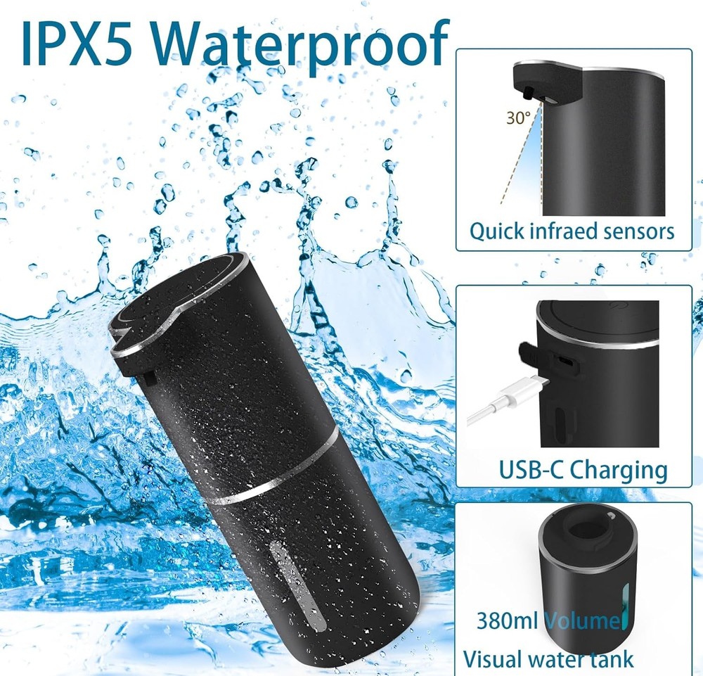 Automatic Touchless Liquid Soap Dispenser 13.5oz USB Rechargeable Electric Pump