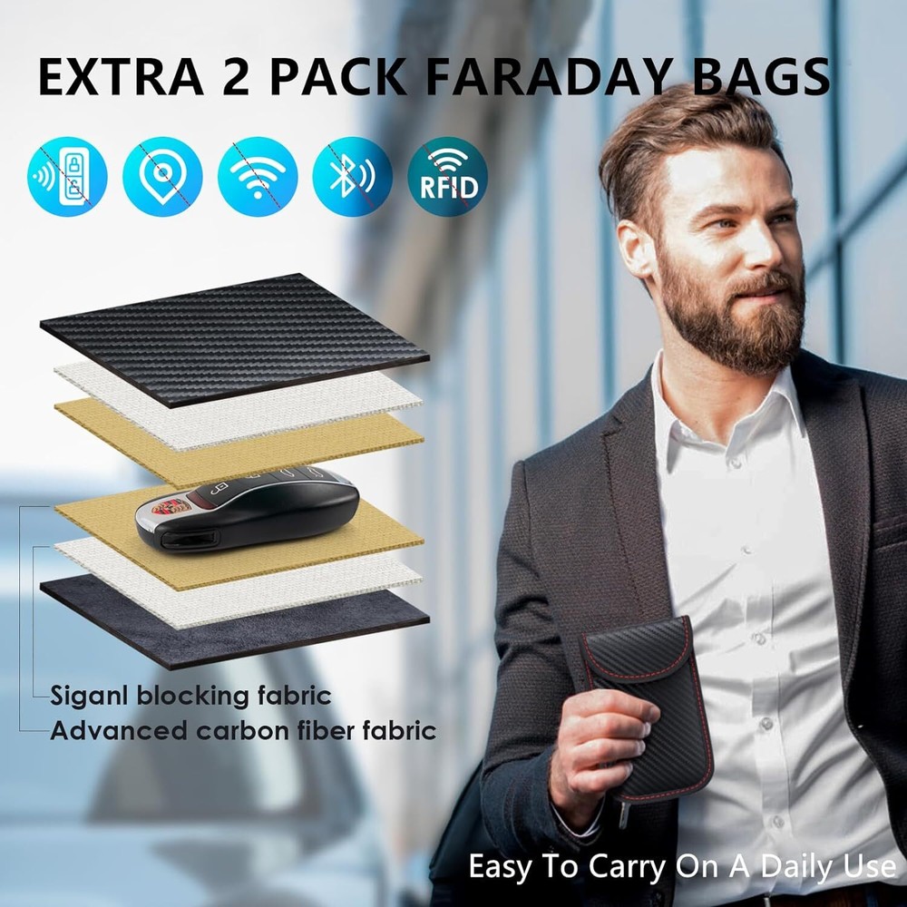 RFID Faraday Box with Large Capacity, Key Fob Protector Box Signal Blocking Box,