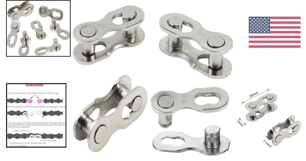 Reusable Stainless Steel Bicycle Missing Links - Quick Snap-Lock Installation