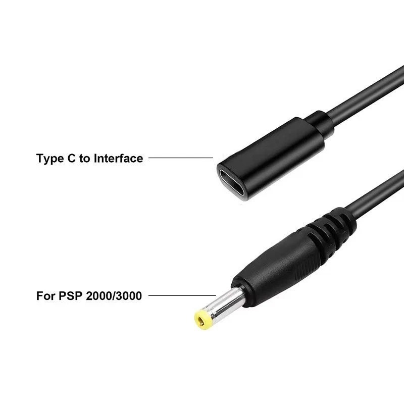 USB C Cable for PSP1000 2000 3000 Controller Charging Adapter Type C LED Convert
