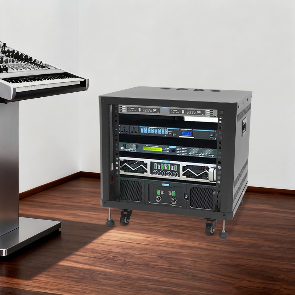 9U Audio Rack Stand Studio Rack Server Rack Audio Holder With Wheels ﻿Rectangle