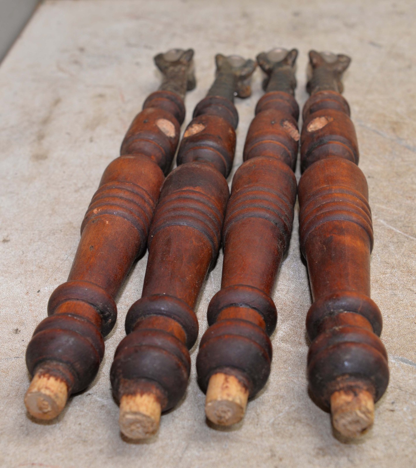 4 eagle claw brass glass ball piano stool legs collectible antique parts lot