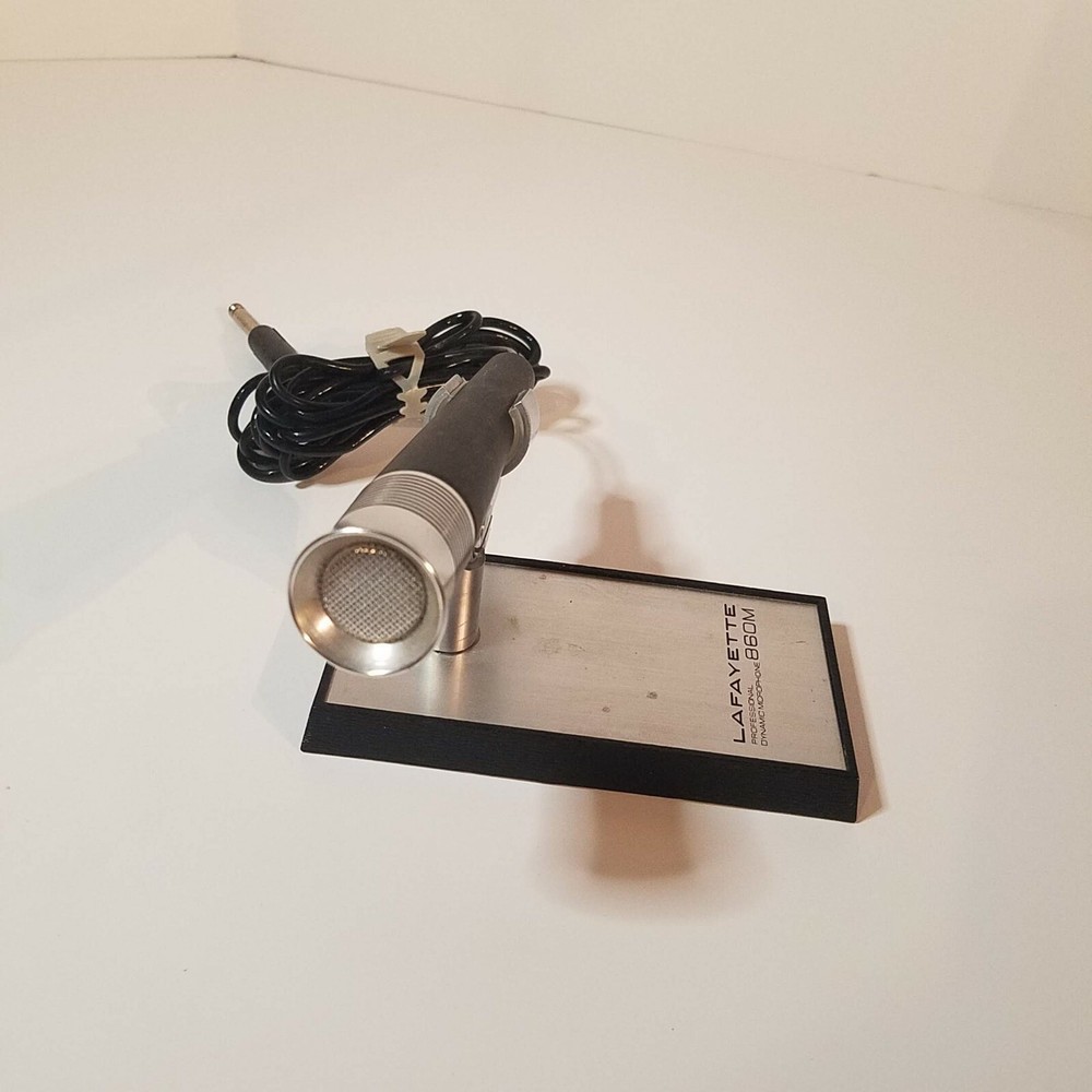 Vintage Microphone, Lafayette 860M, Professional Dynamic w Holder, Used Untested