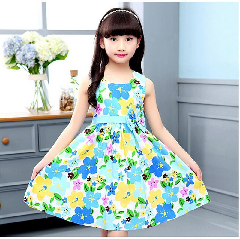 New Summer Floral Girl Dresses Girls Clothes Kids Cotton Dress Size