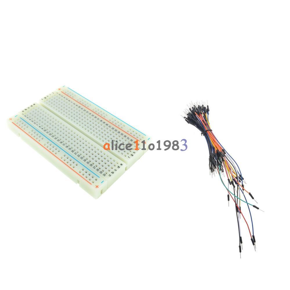 Mini Universal Solderless Breadboard 400 Tie-points +65PCS Jumper cable wire