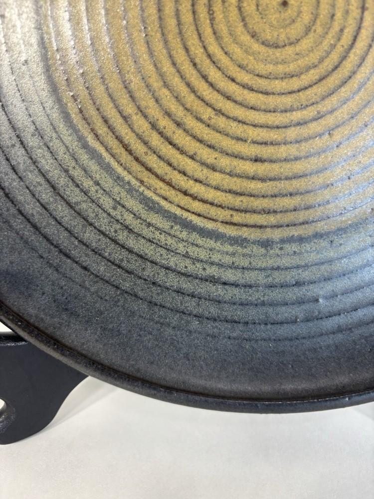 Handmade Ceramic Plate Earthen Colored Spiral Texture SIGNED 11” Diameter