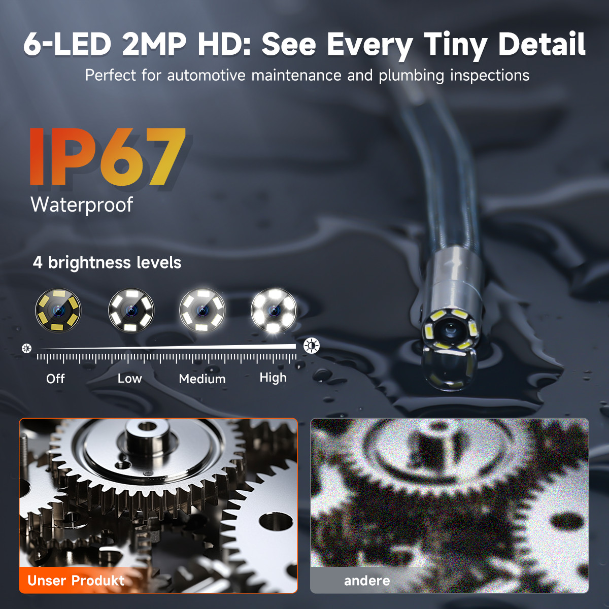 3.9MM Hose Borescope Camera Endoscope Inspection Camera with Light Imaging Kit