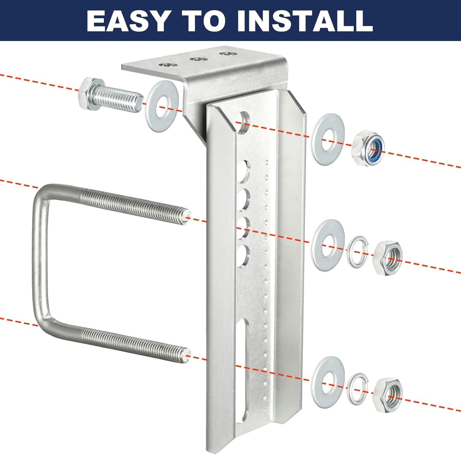 4PCS 8" Swivel Top Bunk Bracket Kit For 1.5x3, 2x3,3x3 Boat Trailer Crossmember