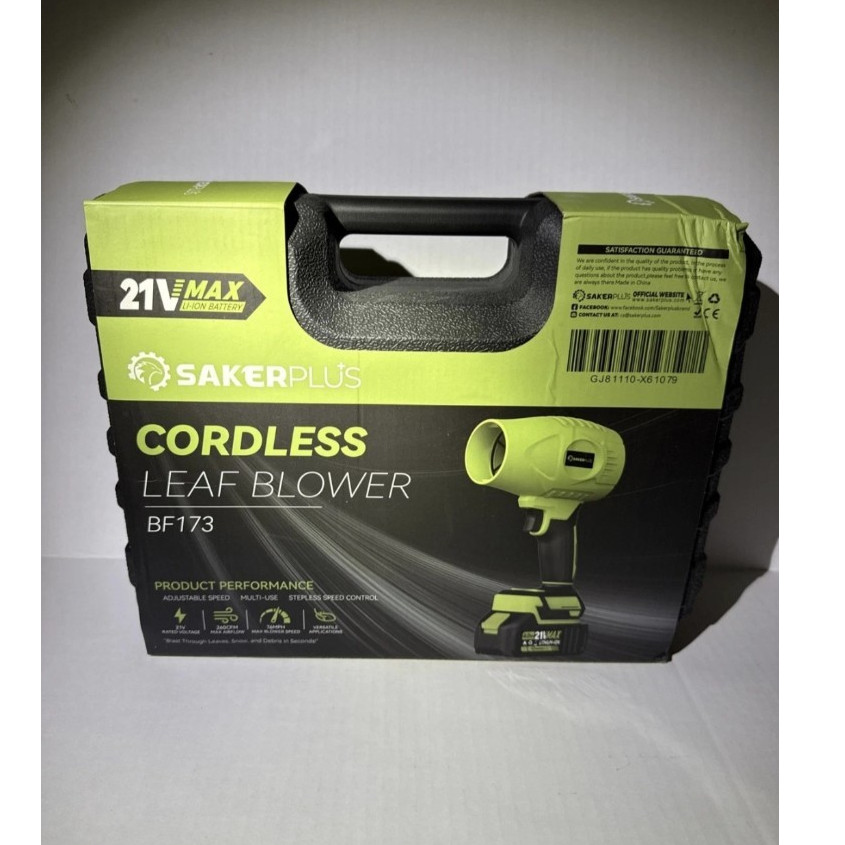 SakerPlus Cordless Leaf Blower BF173 21V Adjustable Speed Multi-Use