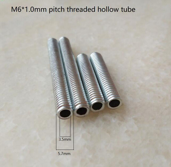 10Pcs M6 Hollow Threaded Rod Tubes Side Electric Light Socket Accessories